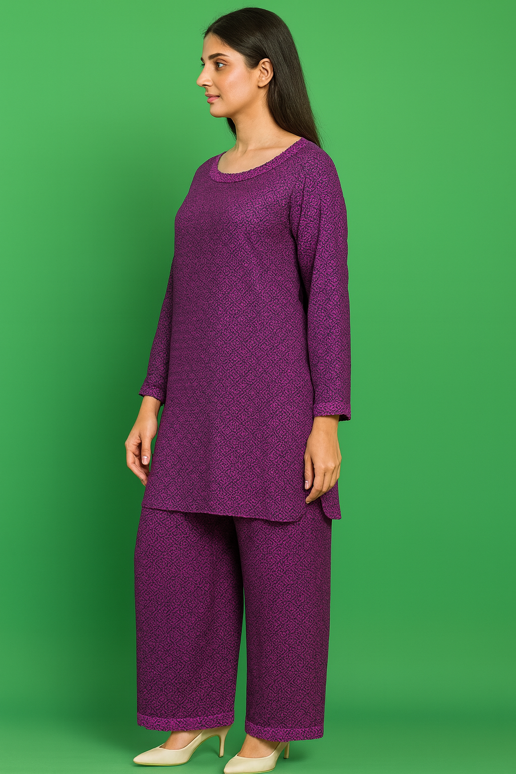 UMH-7 2-Pcs mauve linen Set