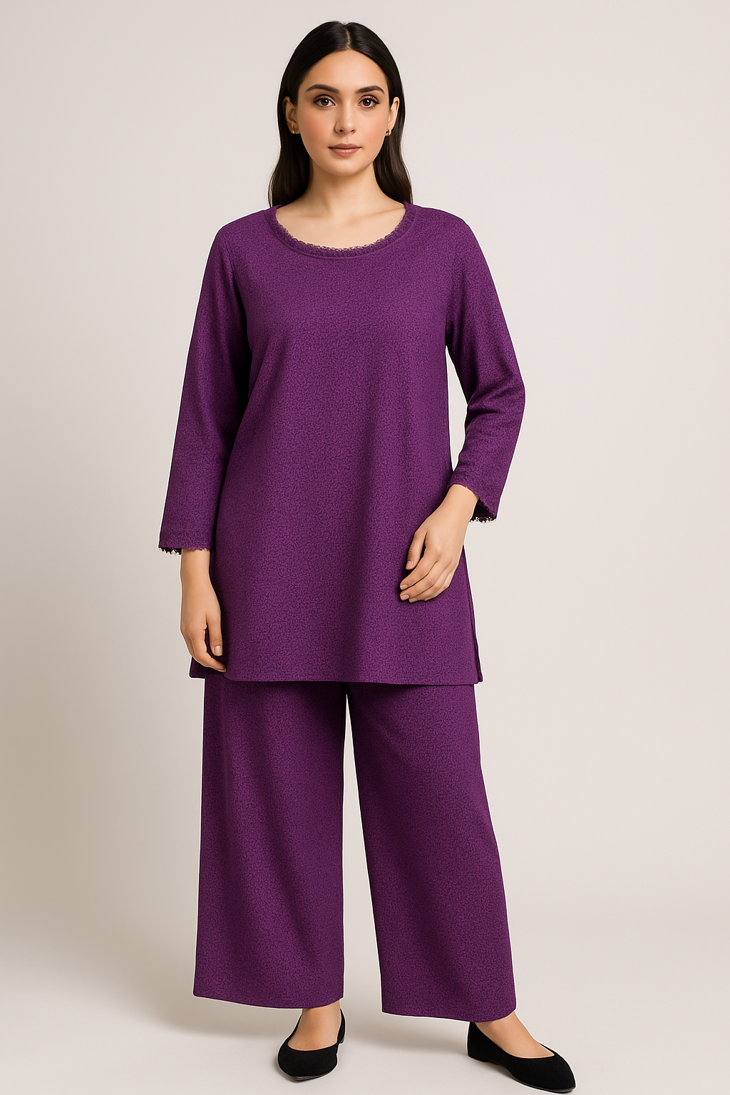 UMH-7 2-Pcs mauve linen Set