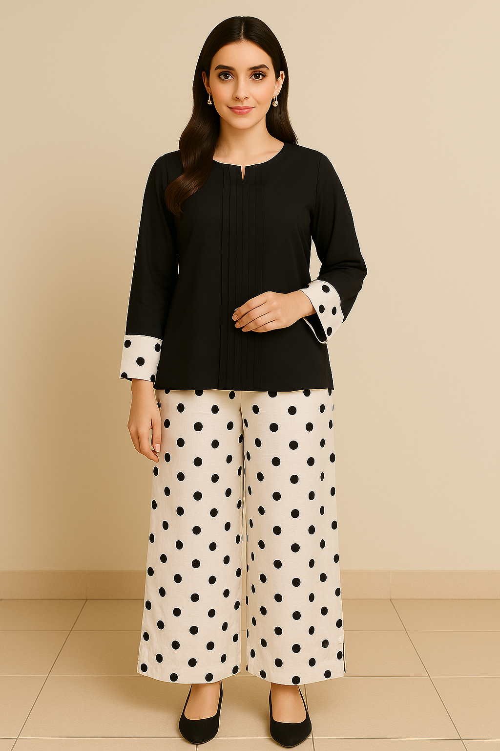 UMH-13 2-Pcs Black & White Linen Set