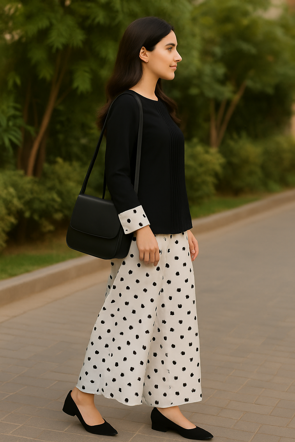 UMH-13 2-Pcs Black & White Linen Set