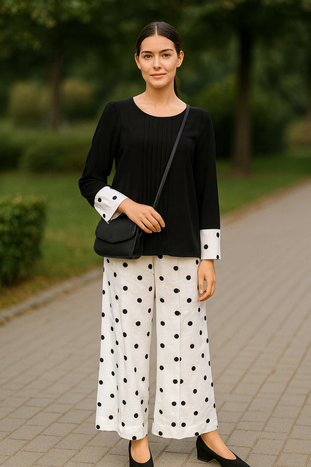 UMH-13 2-Pcs Black & White Linen Set