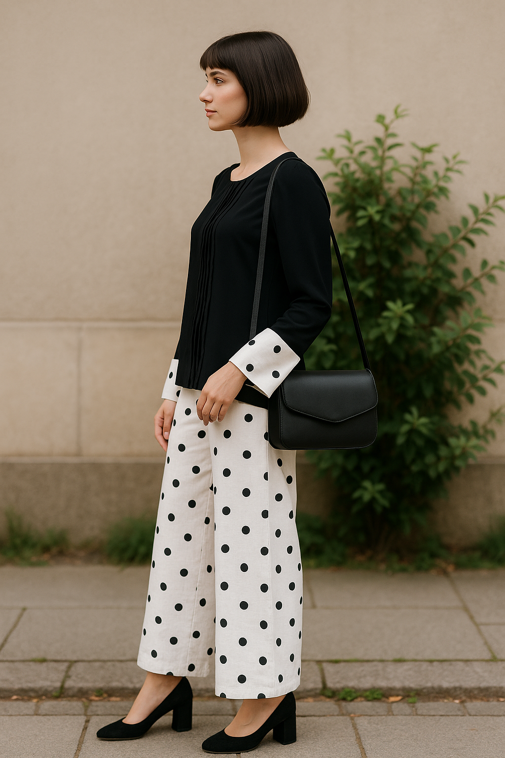 UMH-13 2-Pcs Black & White Linen Set