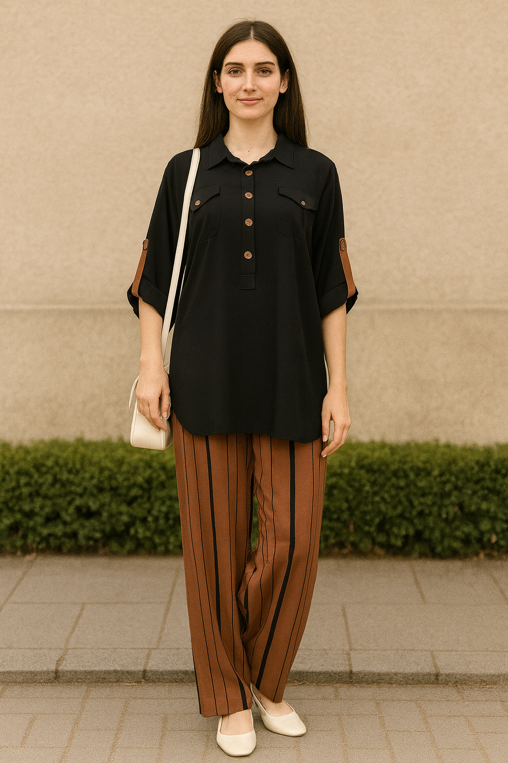 UMH-11  2Pcs Black & Brown Linen Suit