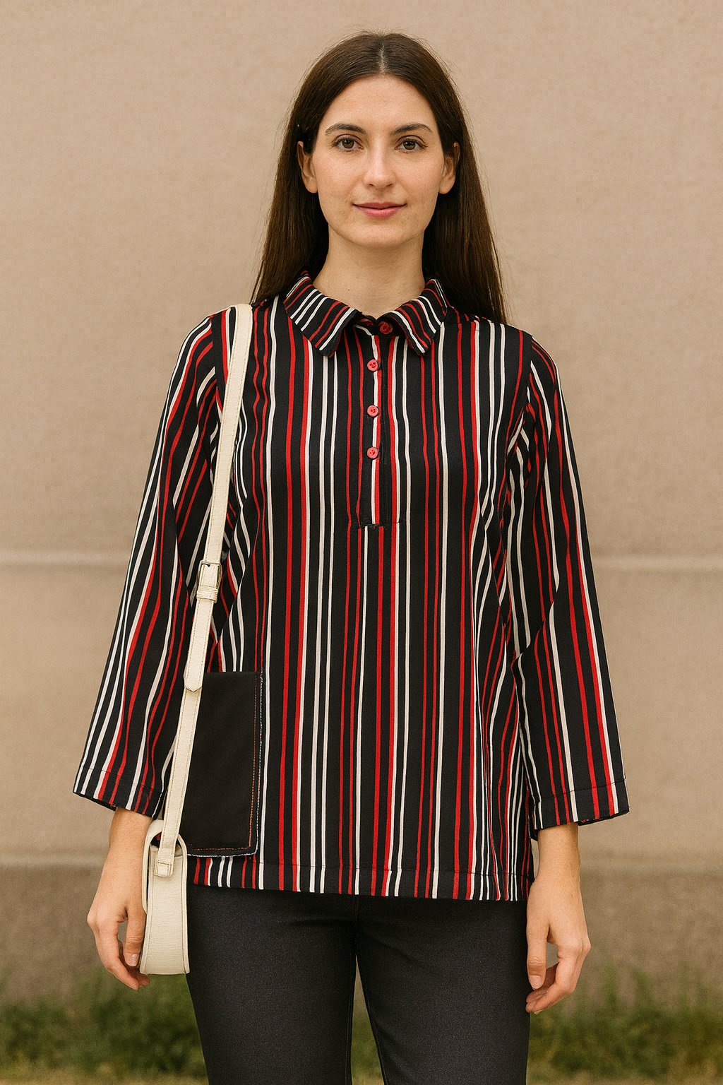 UMH-15 Single red,black & white striped shirt