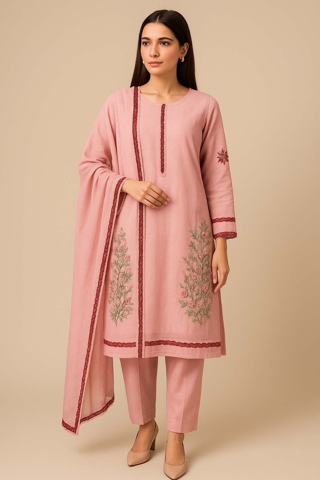 URG: 19P Blush Bloom Ensemble  3-Pcs woven net suit