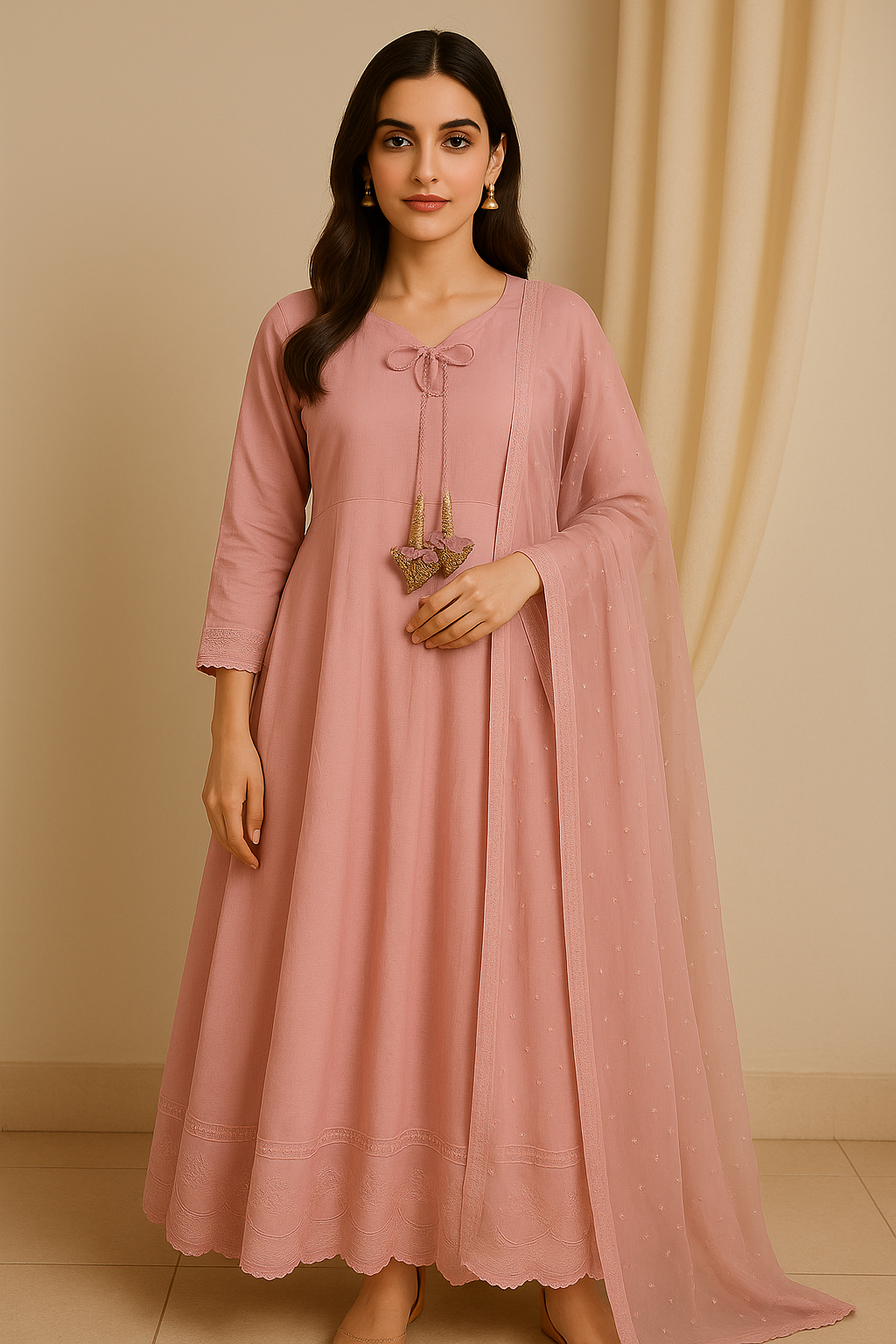 URG=12 P Self-print lawn long frock.