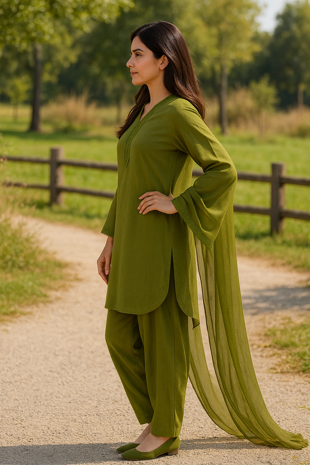 URG;23P  3 pcs lawn mint coloured suit