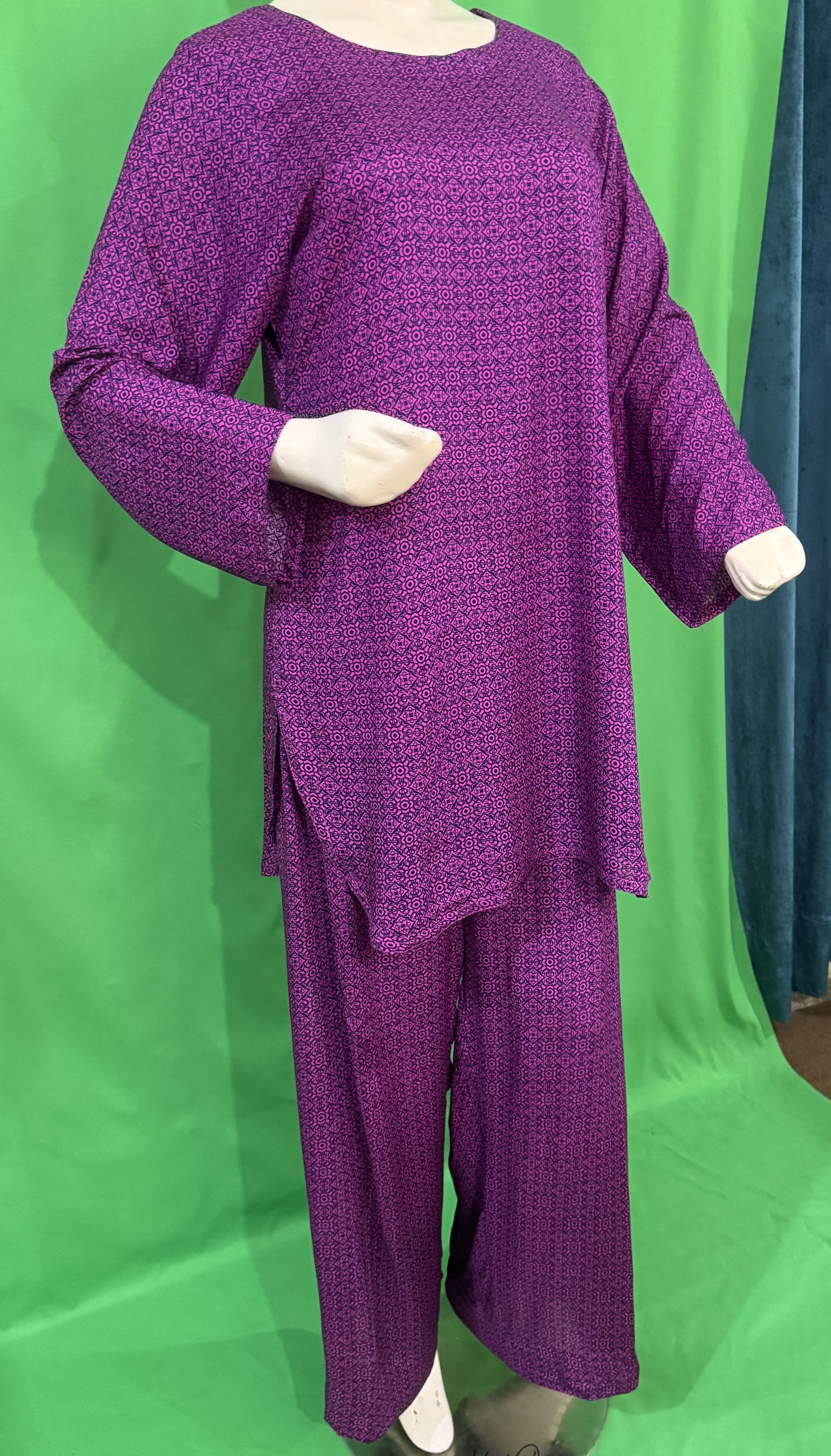 UMH-7 2-Pcs mauve linen Set