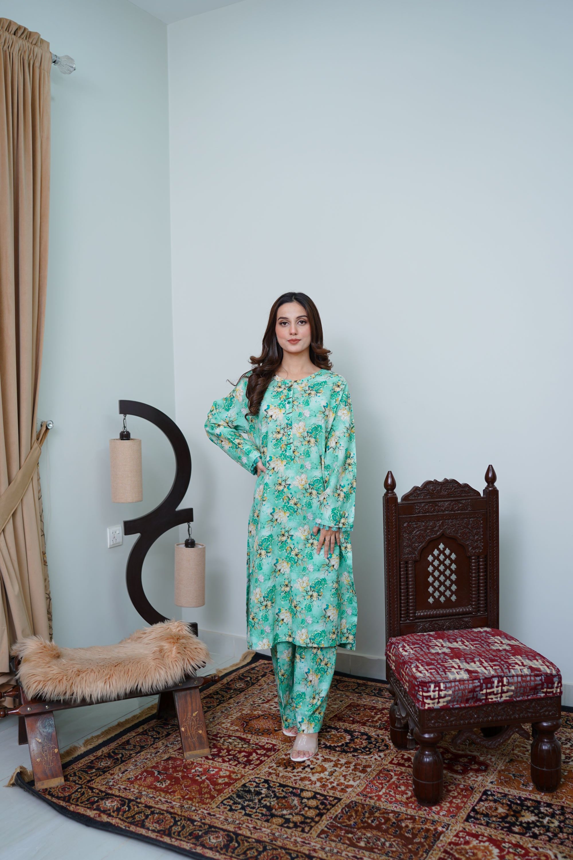 MY-03: 2 PCs Khaddar printed suit (Un-Stitched)