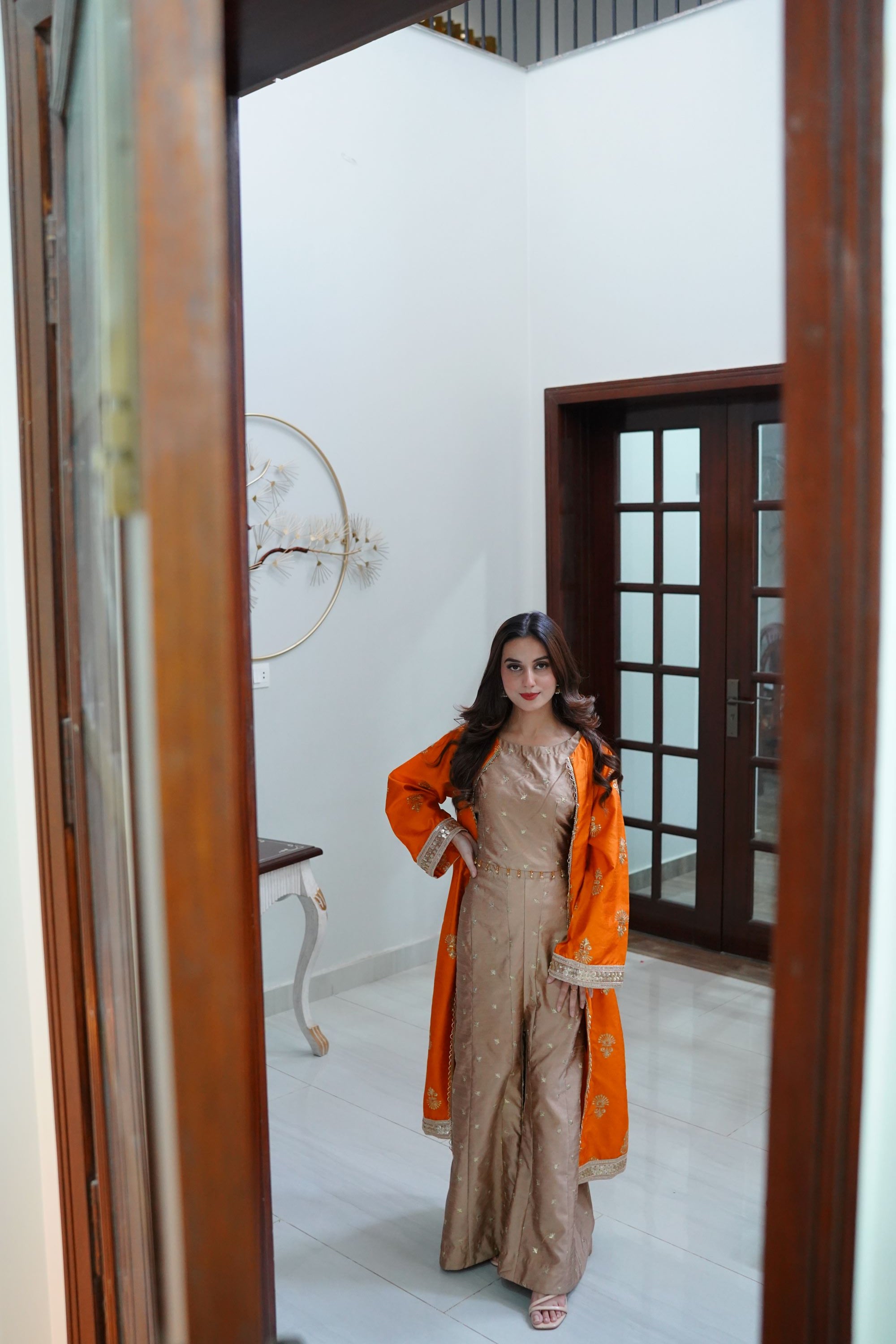 SH-7: Orange GOWN SUIT (Un-Stitched)