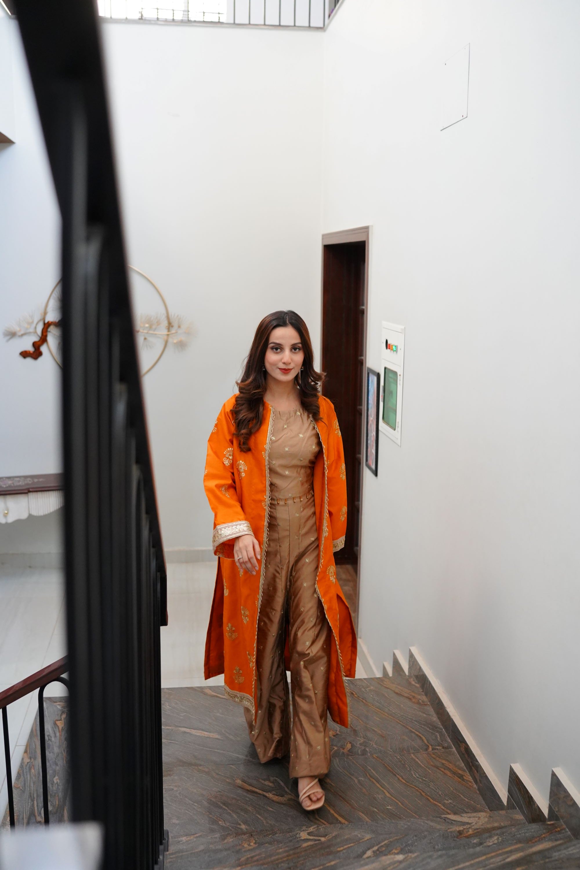 SH-7: Orange GOWN SUIT (Un-Stitched)