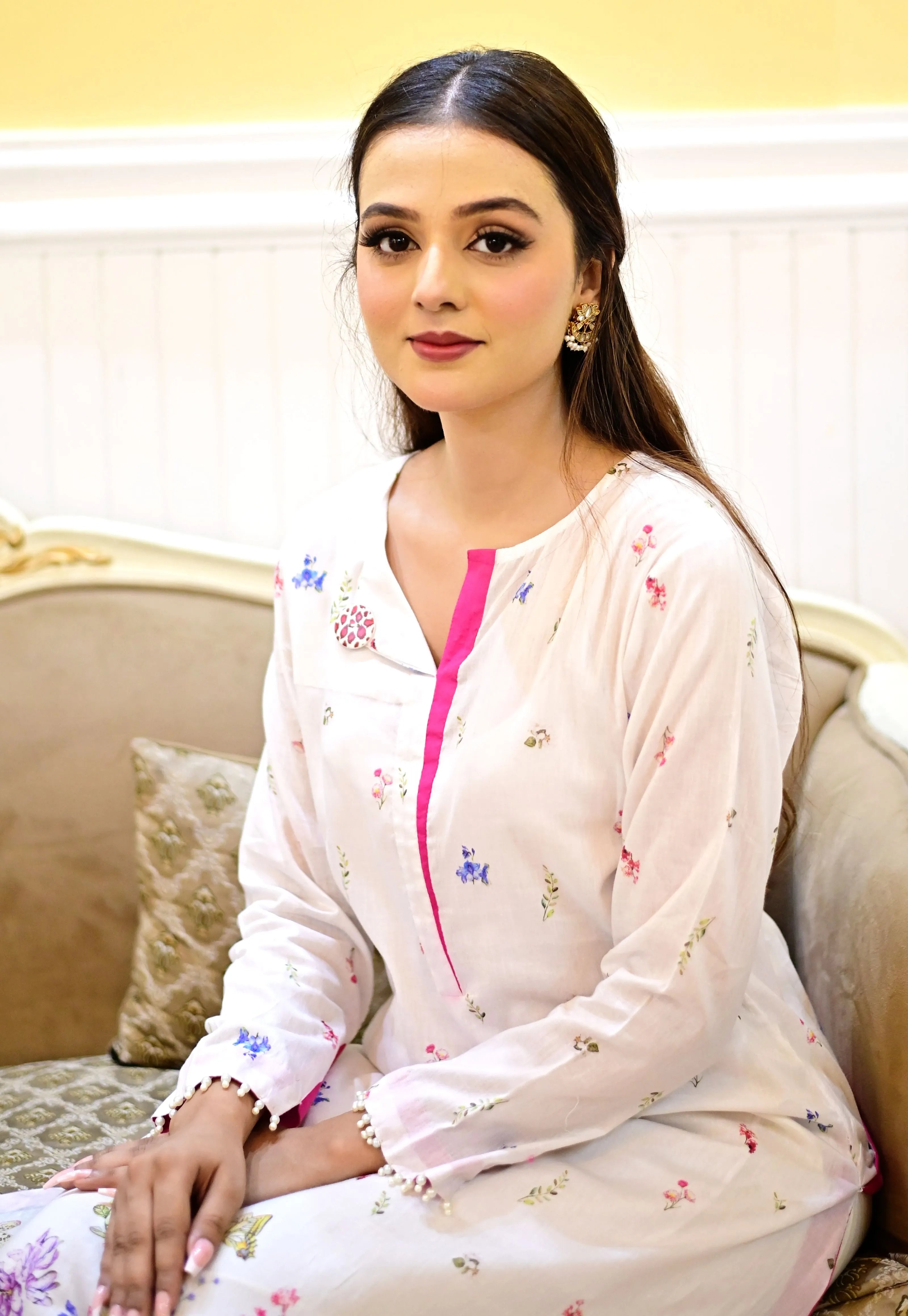 URG-10P: 1Pc digitally printed pearl white lawn shirt - U By Amins